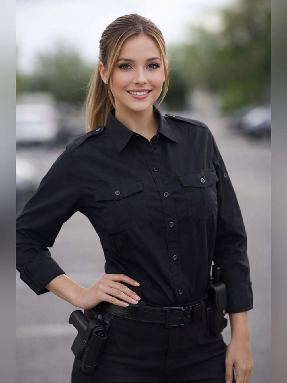 Galls Women's G-Flex Class B Convertible Sleeve Shirt Black 38 Long NWT Teflon